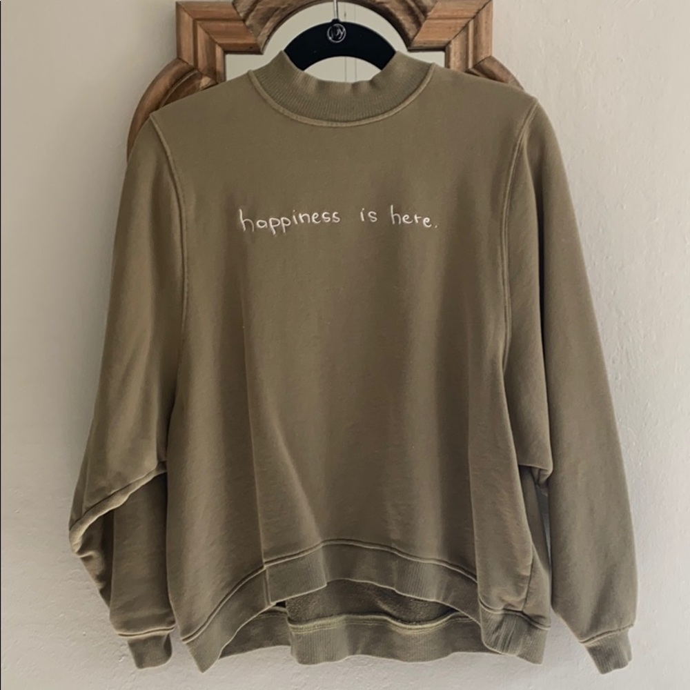 “happiness is here” crewneck